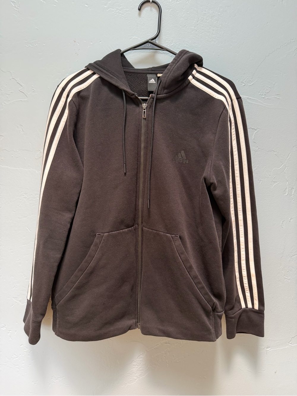 adidas 3 Stripe Full Zip Hoodie Black Women’s Large